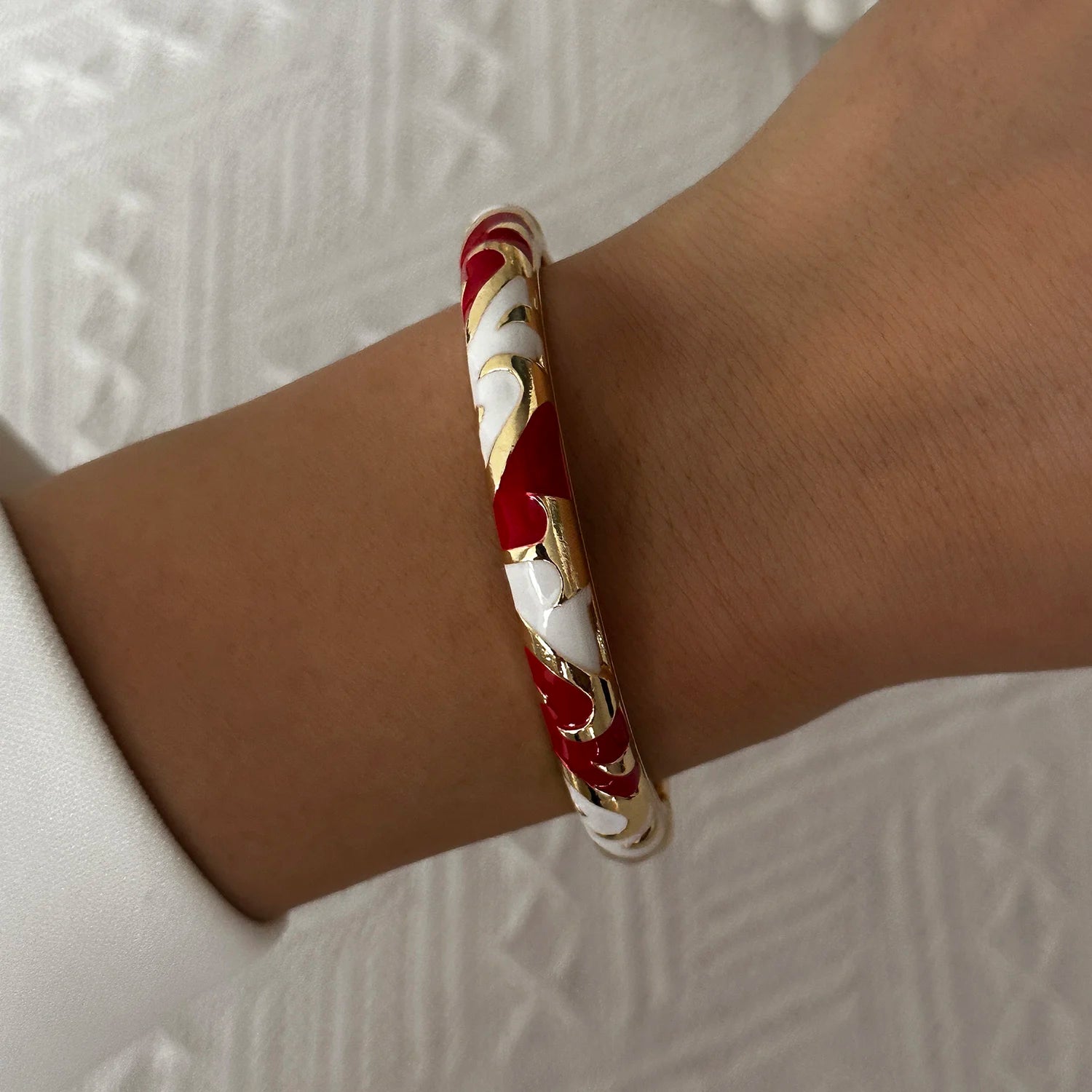 BR26Y0270-4 Couleur du métal Bracelet Fleur Émaillée Doré Rétro Avec Zircon Brillant