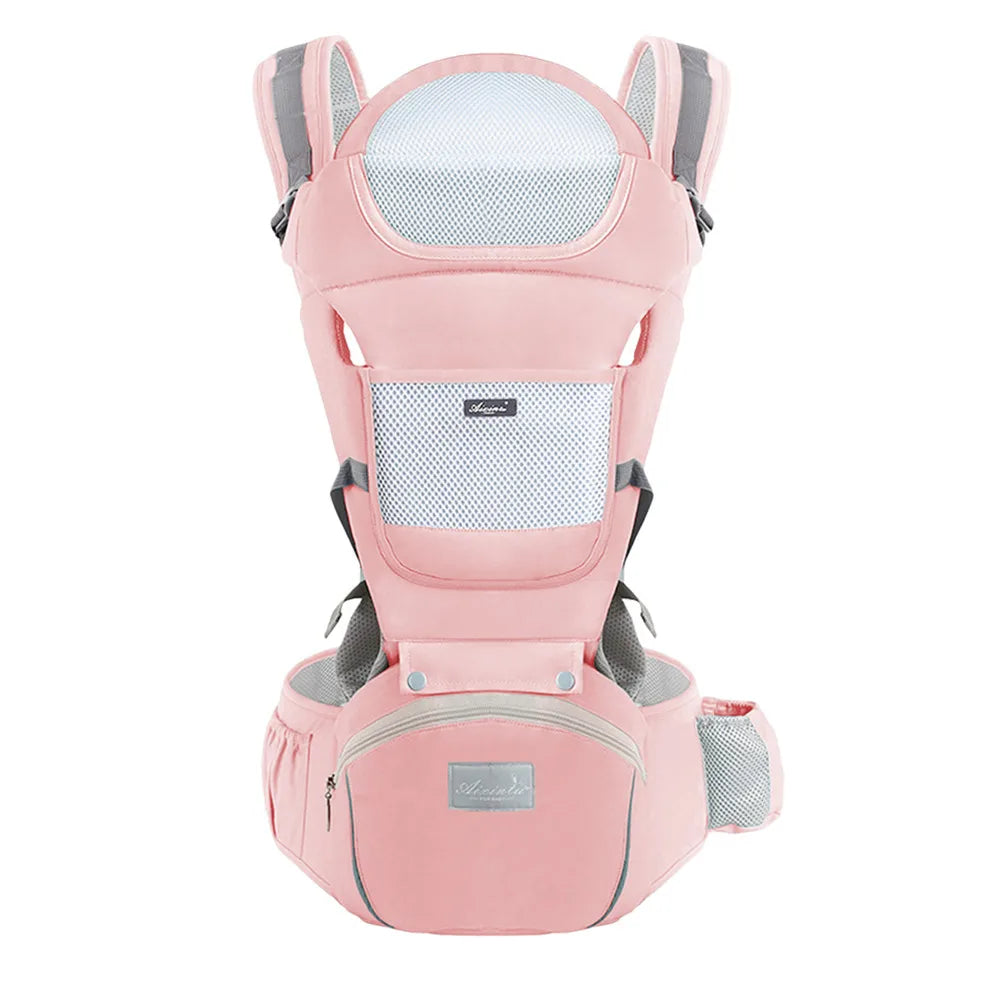 Coton rose Couleur Porte-bébé ergonomique avec tabouret de hanche multifonction