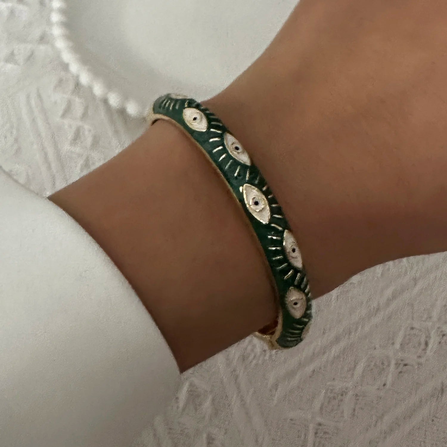 BR26Y0272-5 Couleur du métal Bracelet Fleur Émaillée Doré Rétro Avec Zircon Brillant