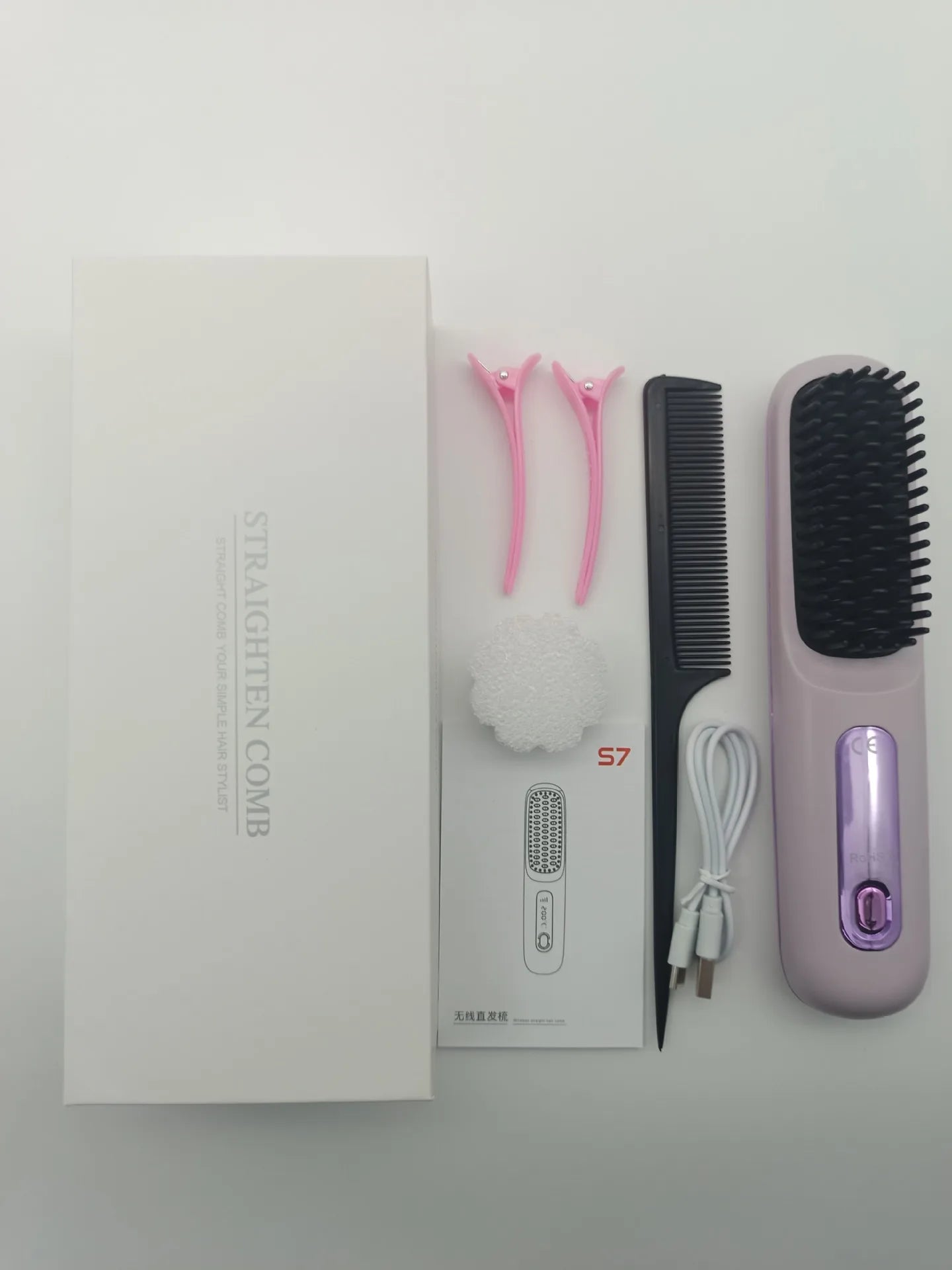 violet Couleur Brosse Lissante Sans Fil USB À Revêtement Céramique