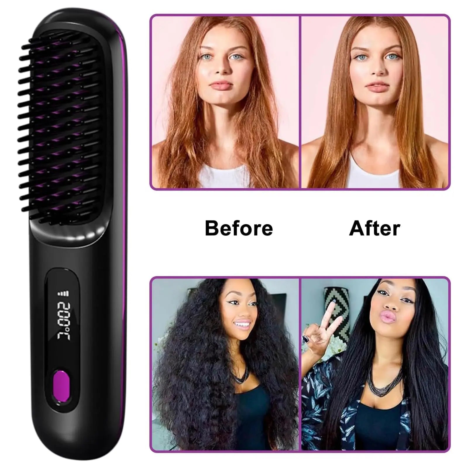 Brosse Lissante Sans Fil USB À Revêtement Céramique