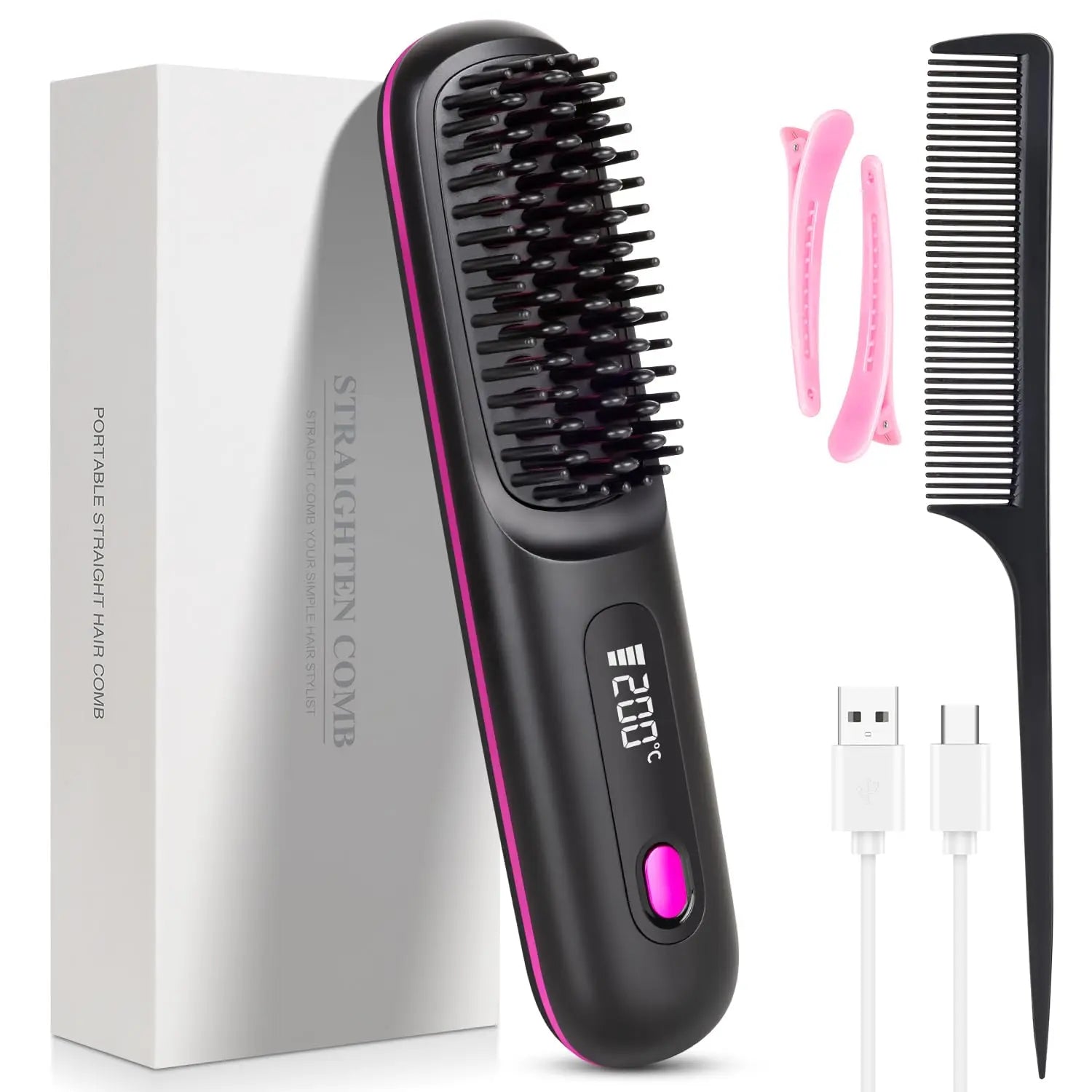 Brosse Lissante Sans Fil USB À Revêtement Céramique