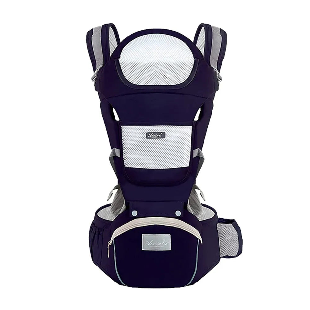 Coton bleu foncé Couleur Porte-bébé ergonomique avec tabouret de hanche multifonction