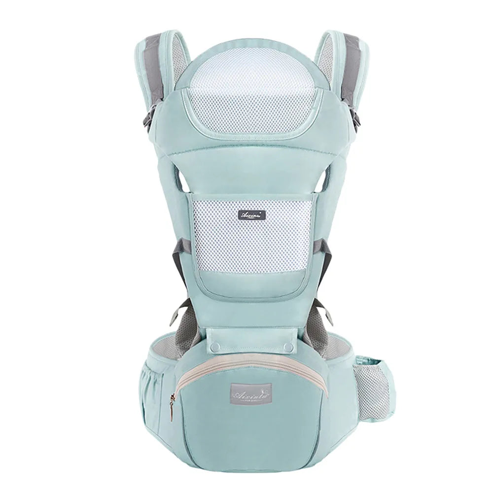 Coton vert Couleur Porte-bébé ergonomique avec tabouret de hanche multifonction