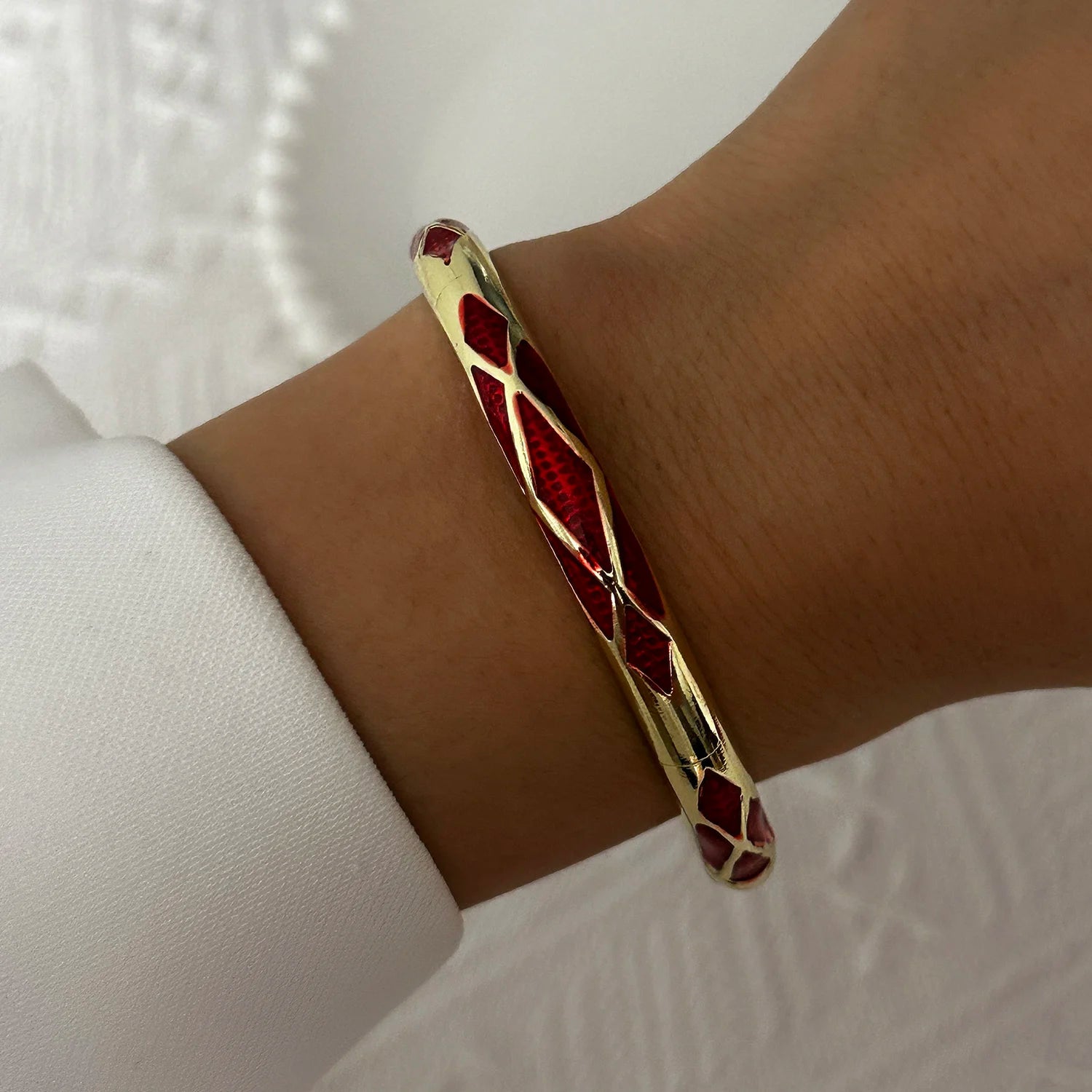 BR26Y0274-4 Couleur du métal Bracelet Fleur Émaillée Doré Rétro Avec Zircon Brillant