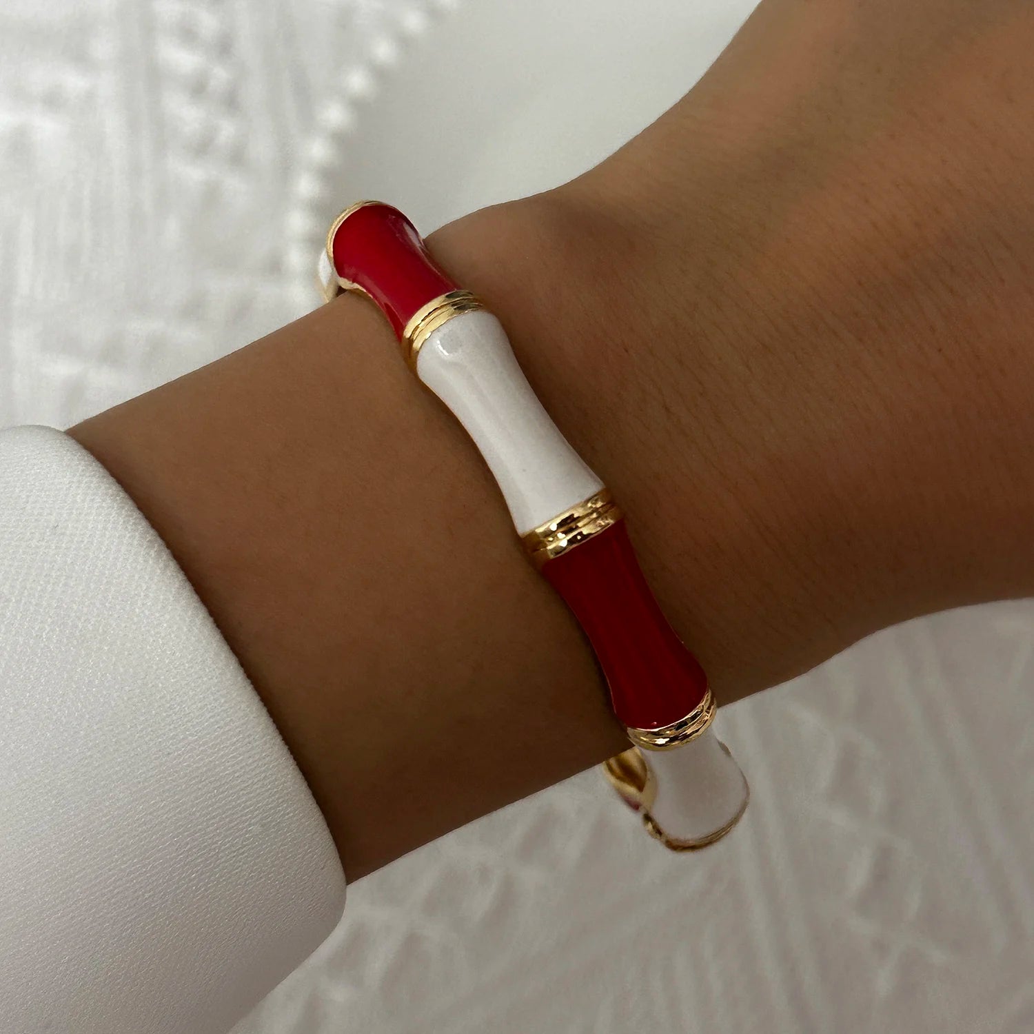 BR26Y0274-2 Couleur du métal Bracelet Fleur Émaillée Doré Rétro Avec Zircon Brillant