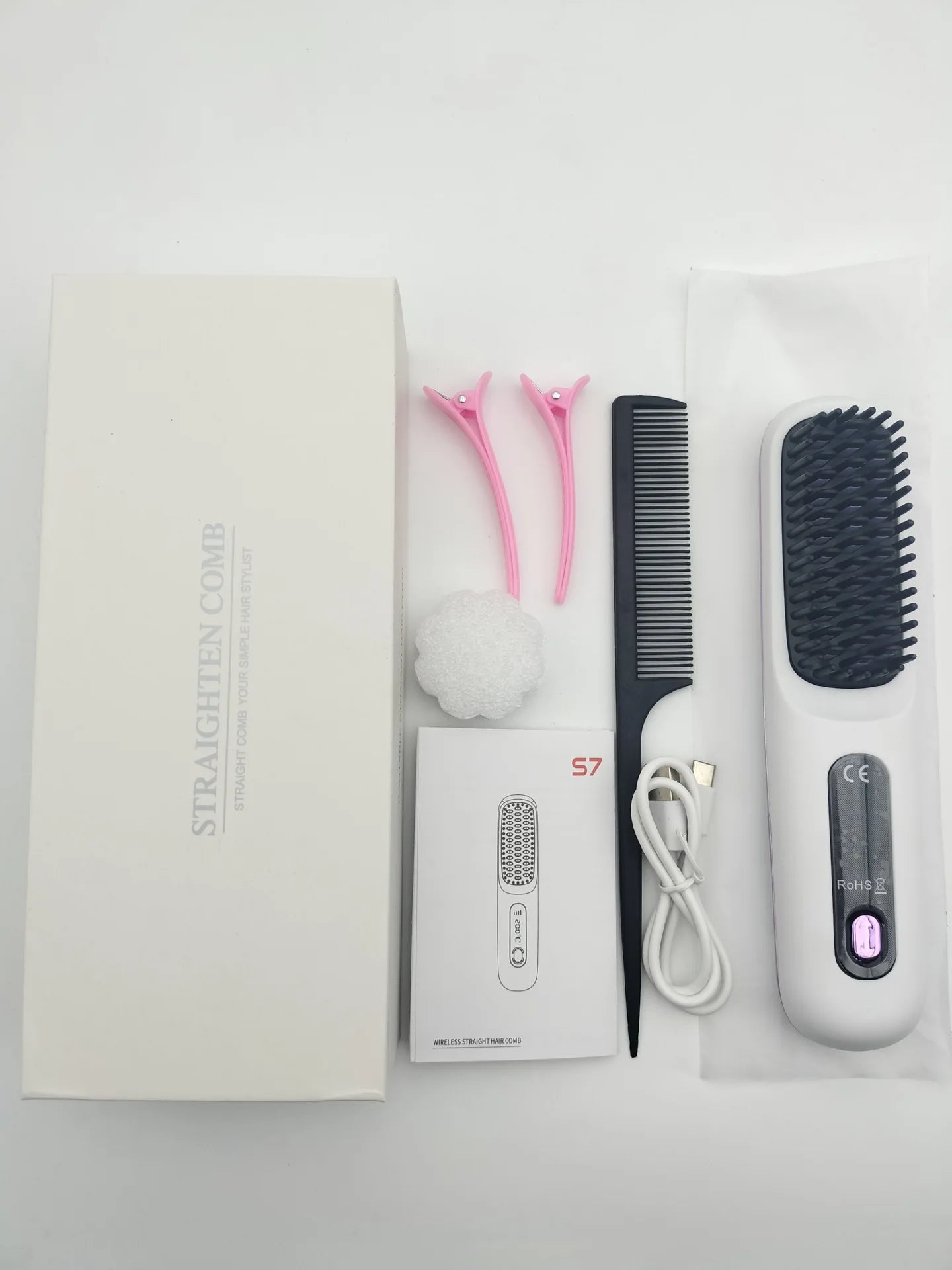 blanc Couleur Brosse Lissante Sans Fil USB À Revêtement Céramique