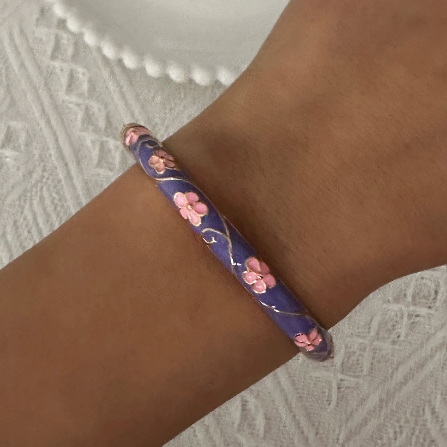 BR26Y0271-3 Couleur du métal Bracelet Fleur Émaillée Doré Rétro Avec Zircon Brillant