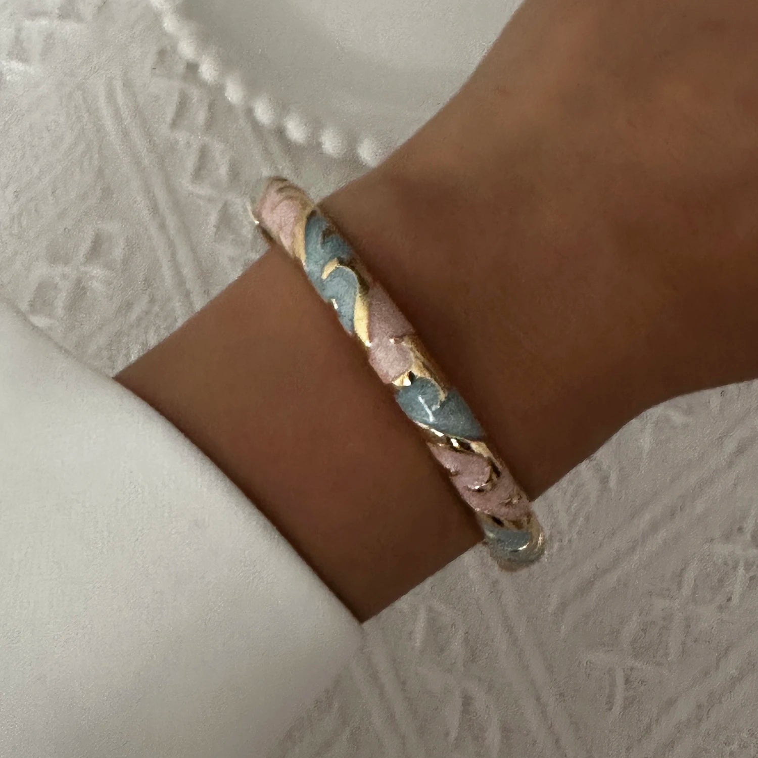 BR26Y0271-2 Couleur du métal Bracelet Fleur Émaillée Doré Rétro Avec Zircon Brillant