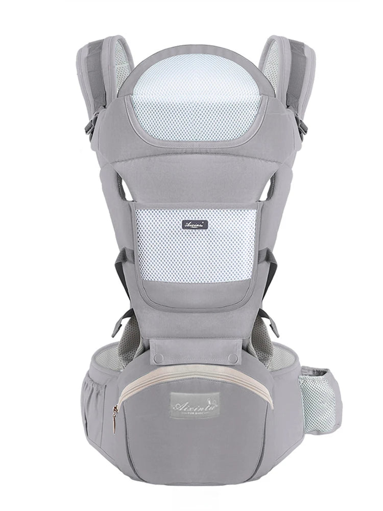 Coton gris Couleur Porte-bébé ergonomique avec tabouret de hanche multifonction